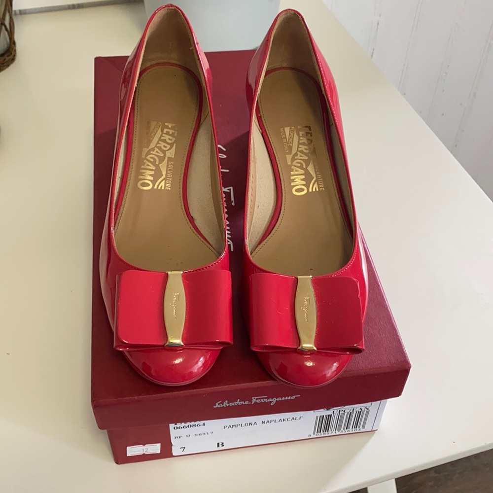 Ferragamo red shoes